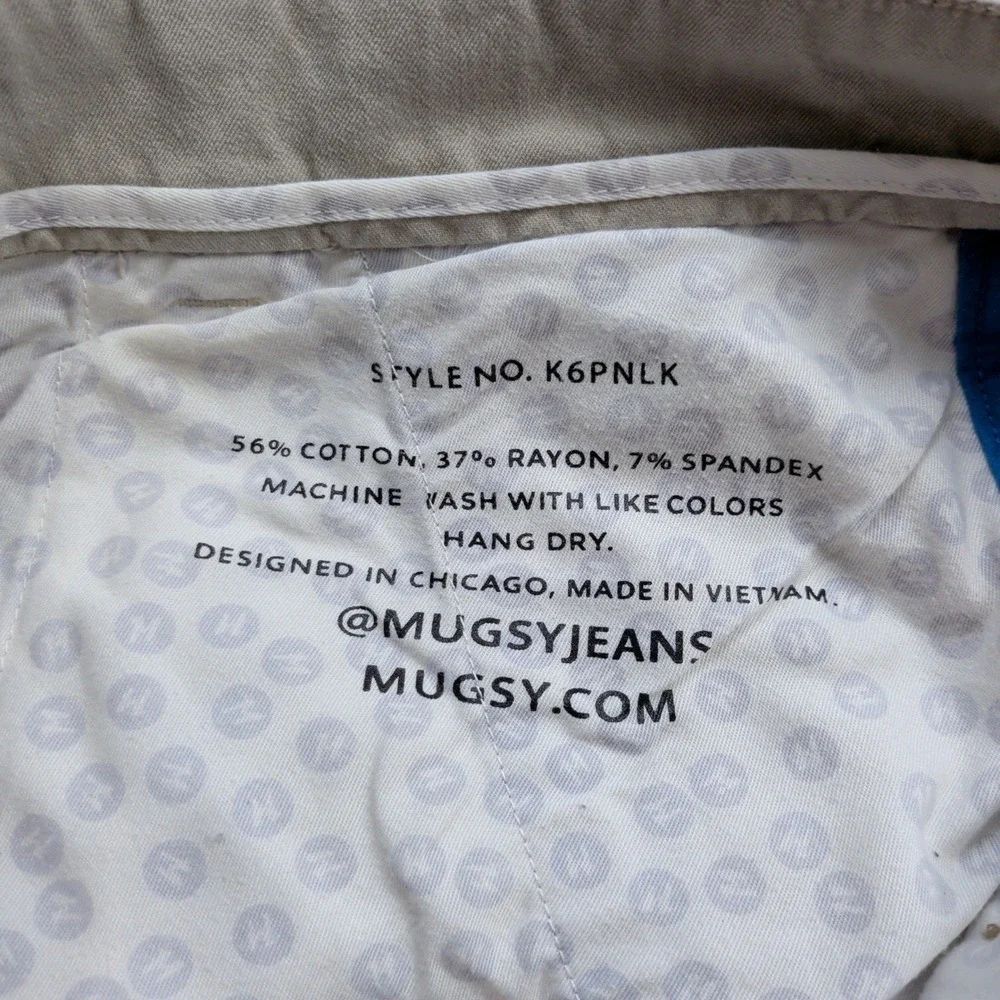Mugsy Teddys Chino Pants Mens 35x32 (Fits 35x31) Beige Stretch Business Casual